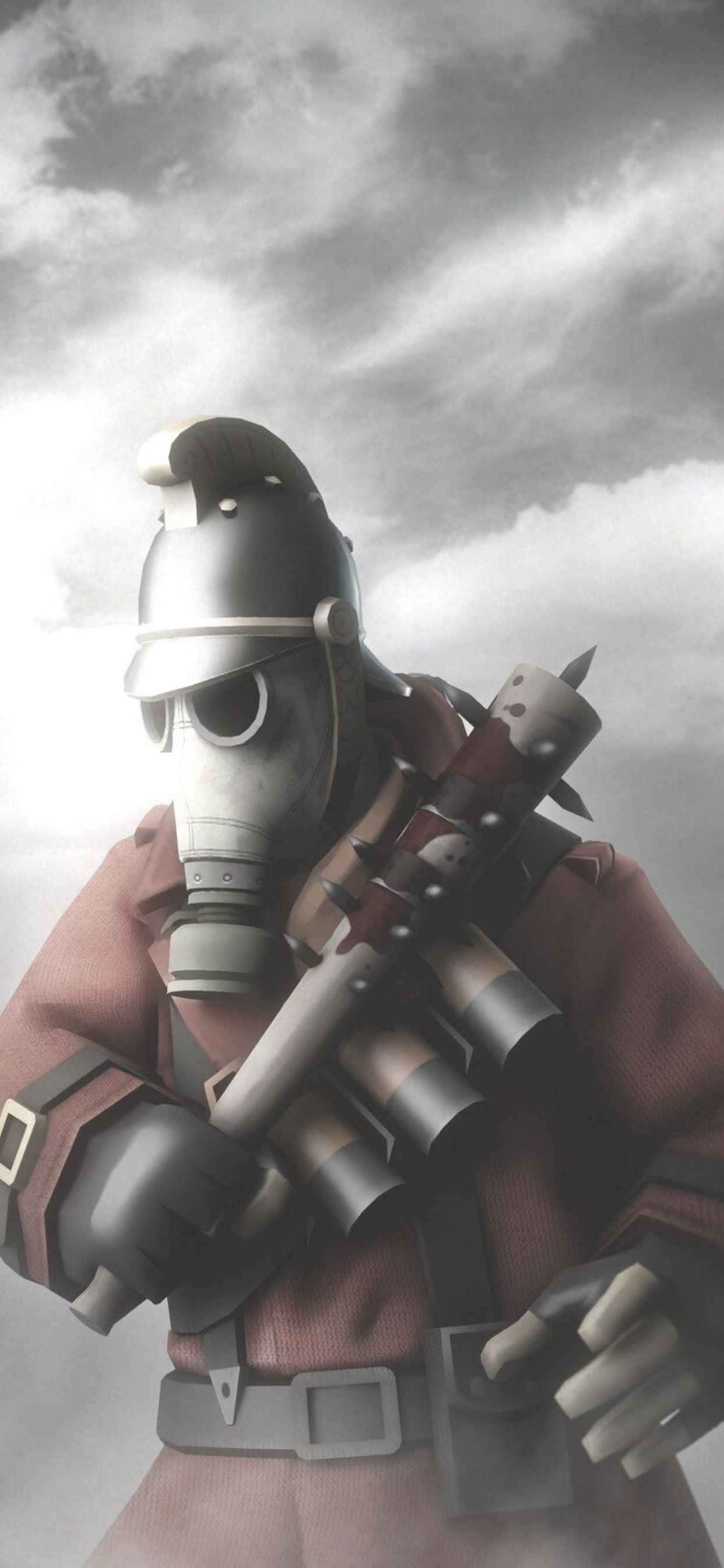 पायरो ग्रेस्केल iPhone XS Max Team Fortress 2 बैकग्राउंड वॉलपेपर