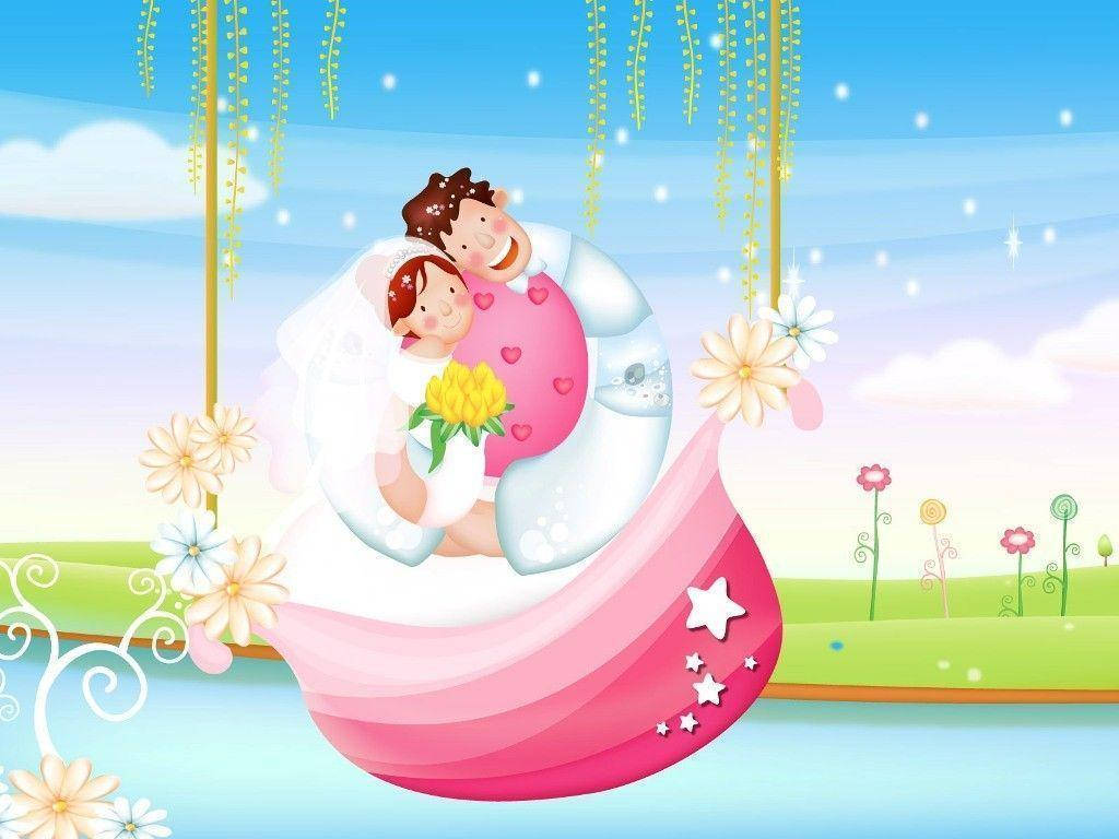 प्यारा कार्टून जोड़ा वॉलपेपर