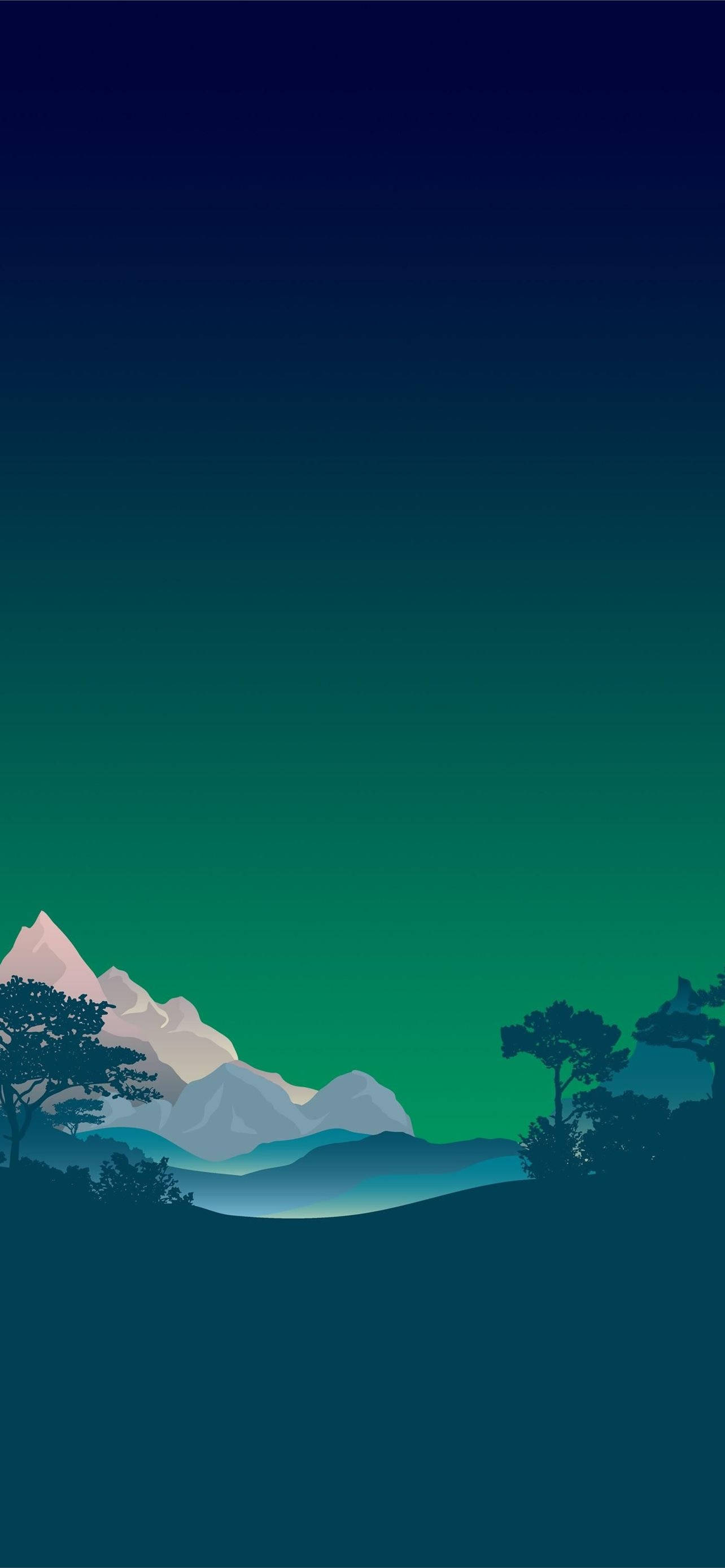 बर्फीले पहाड़ों वाला हरा iPhone वॉलपेपर