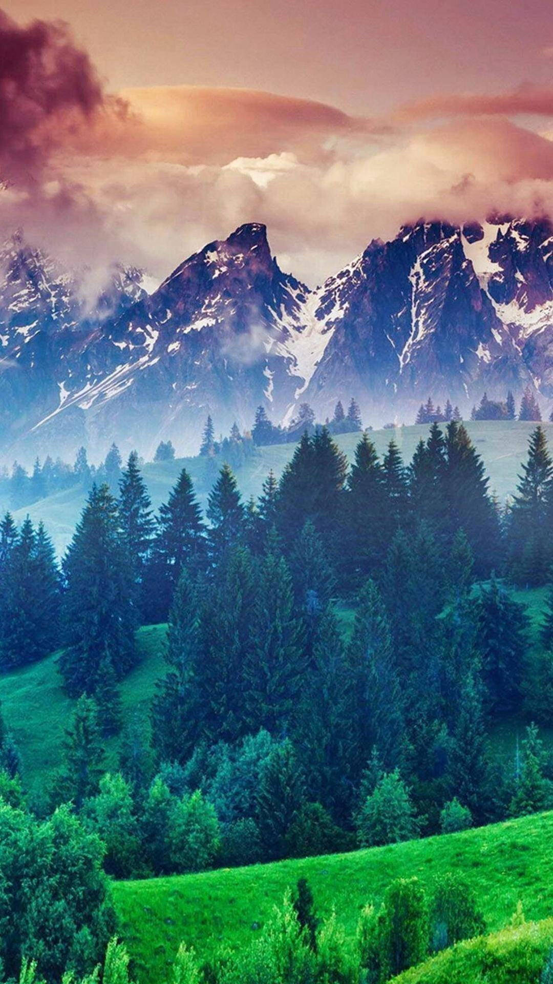 बर्फीले पहाड़ों वाली प्रकृति फोन वॉलपेपर