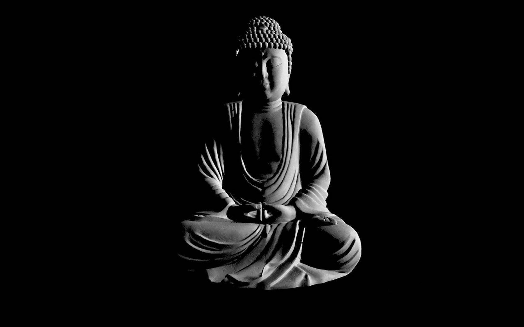 बुद्ध 3D ग्रे मूर्ति वॉलपेपर