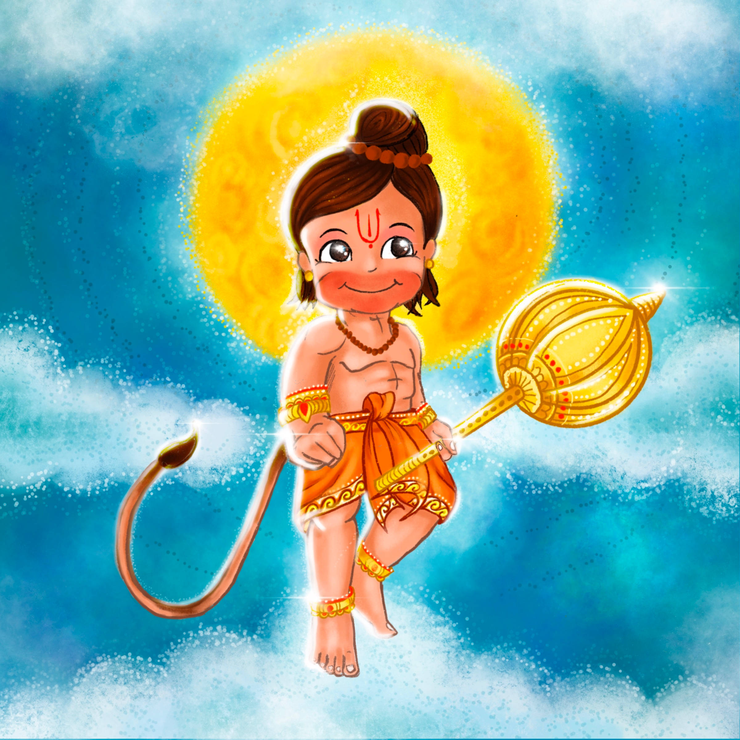 बेबी हनुमान सूर्य गदा वॉलपेपर