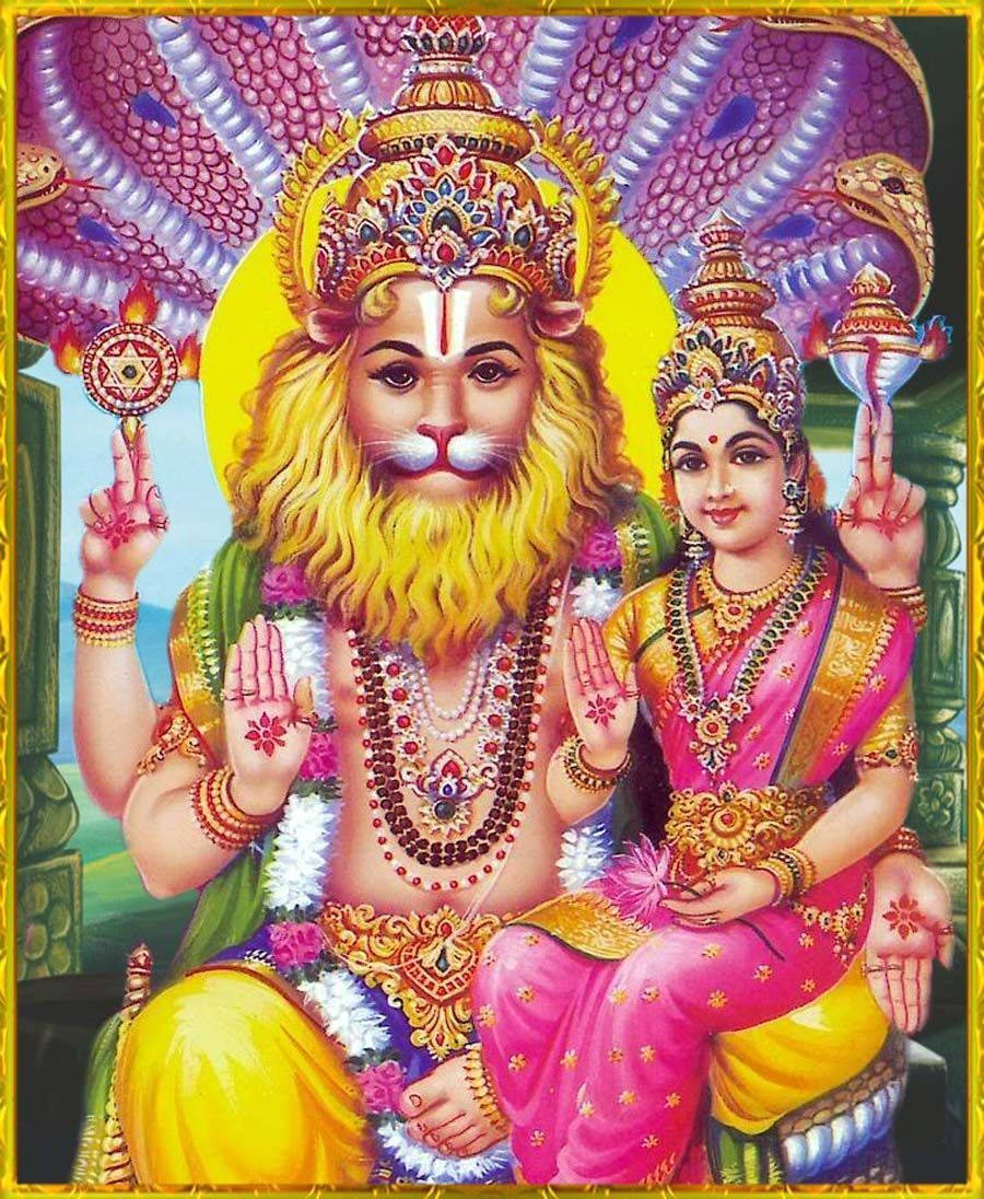 भगवान नरसिंह और लक्ष्मी वॉलपेपर