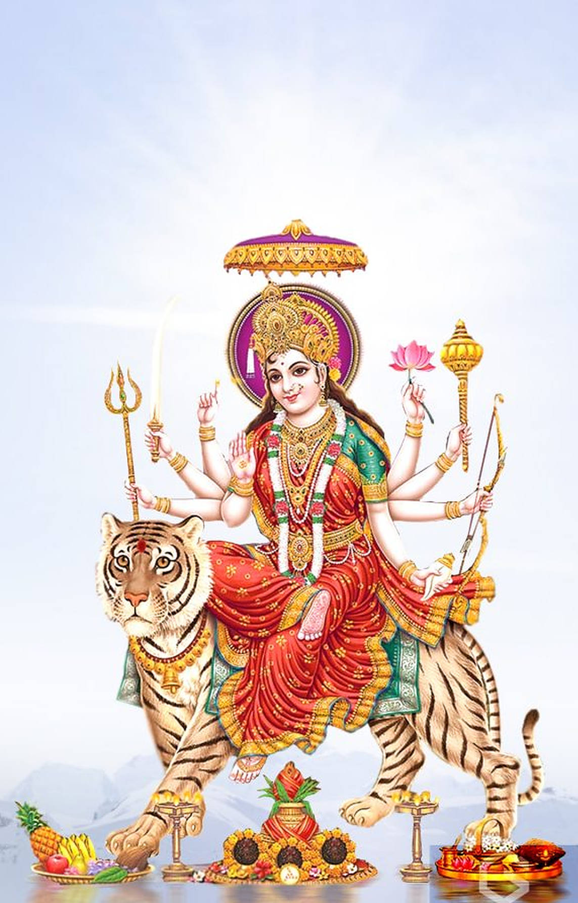 माताजी टाइगर आर्ट वॉलपेपर