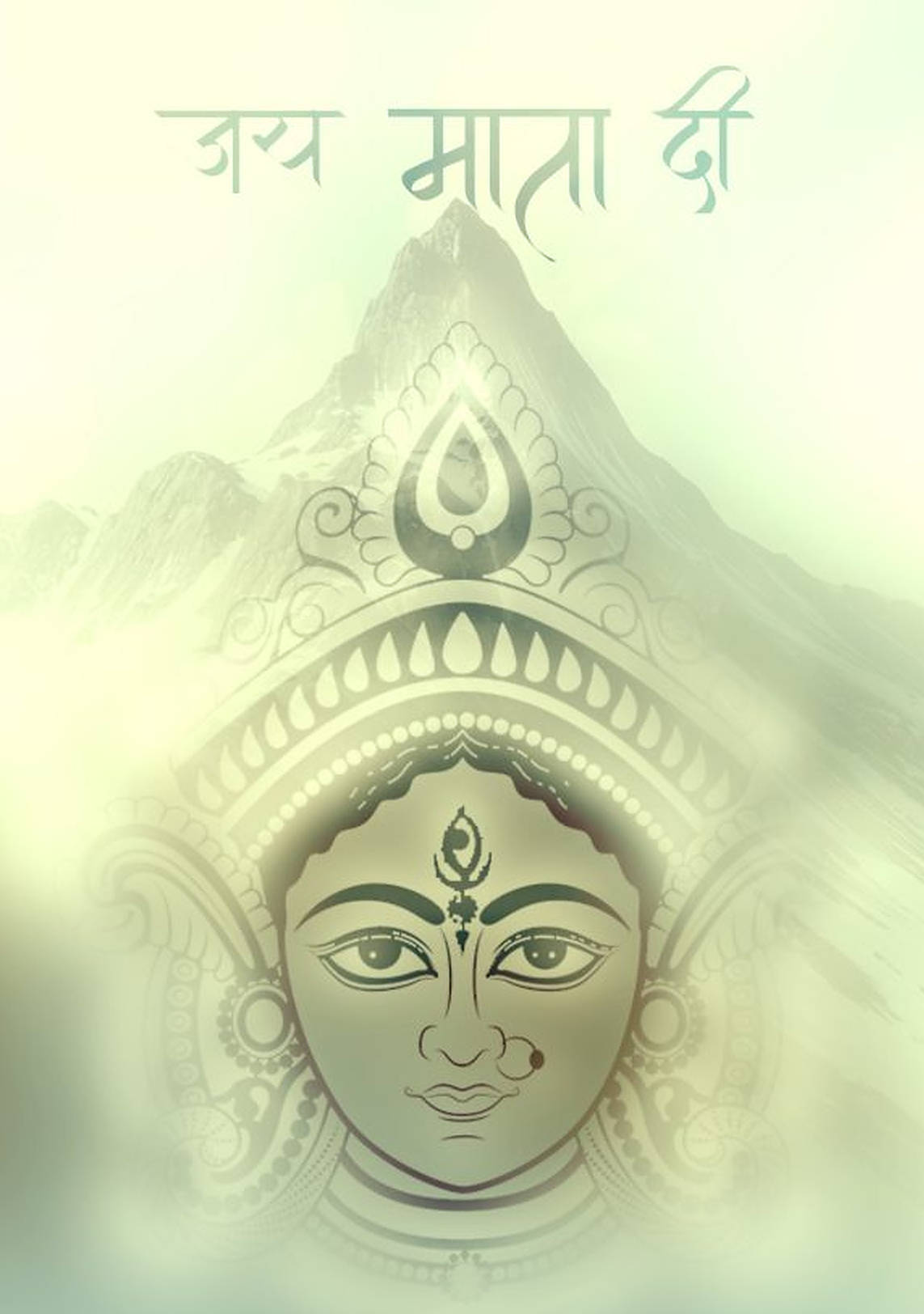 माताजी पेस्टल ग्रीन आर्ट वॉलपेपर