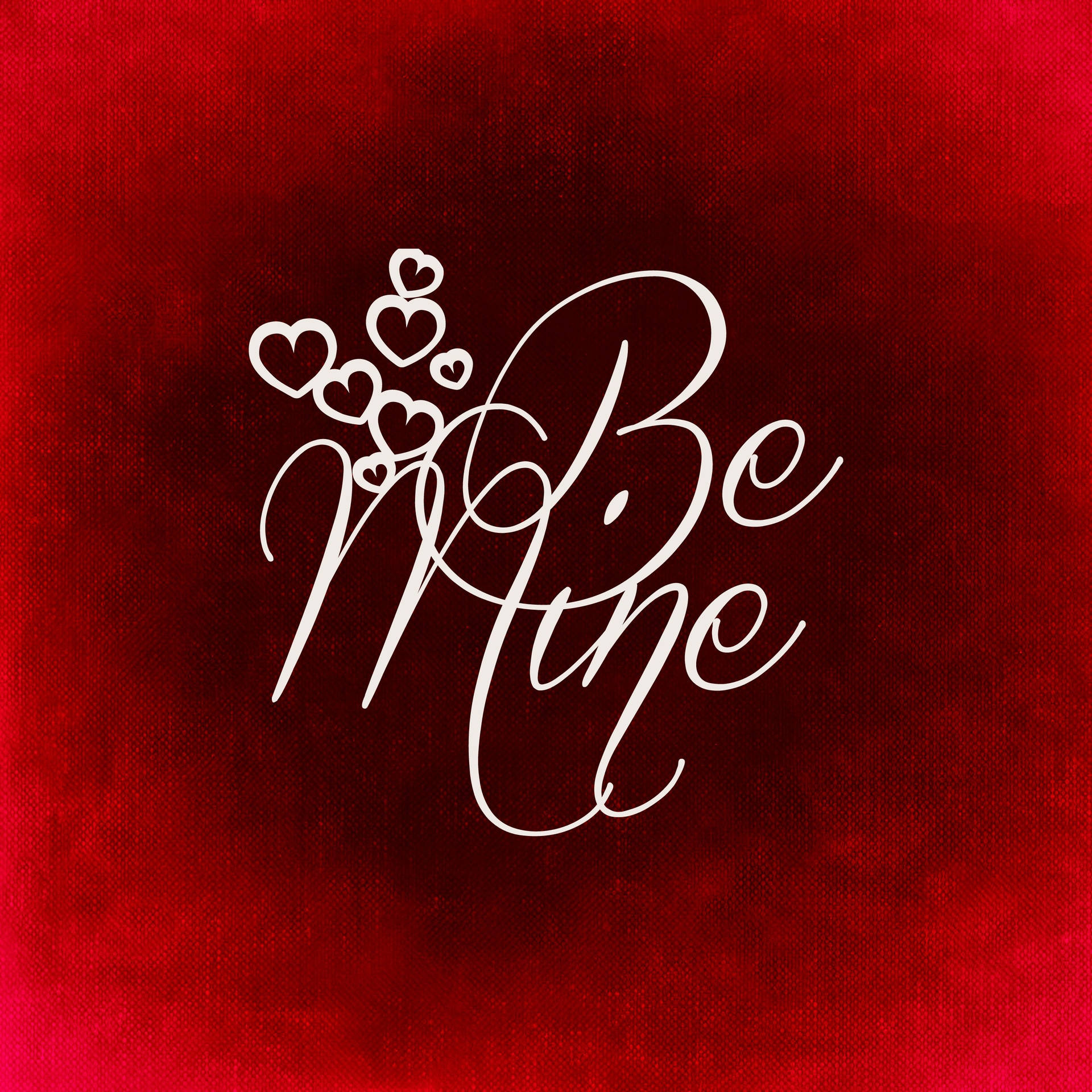 वैलेंटाइन डे के लिए लाल पृष्ठभूमि पर सफेद रंग में लिखा "Be mine" और प्यारे छोटे दिलों वाला प्रेम प्रस्ताव शिलालेख। — प्यार वॉलपेपर
