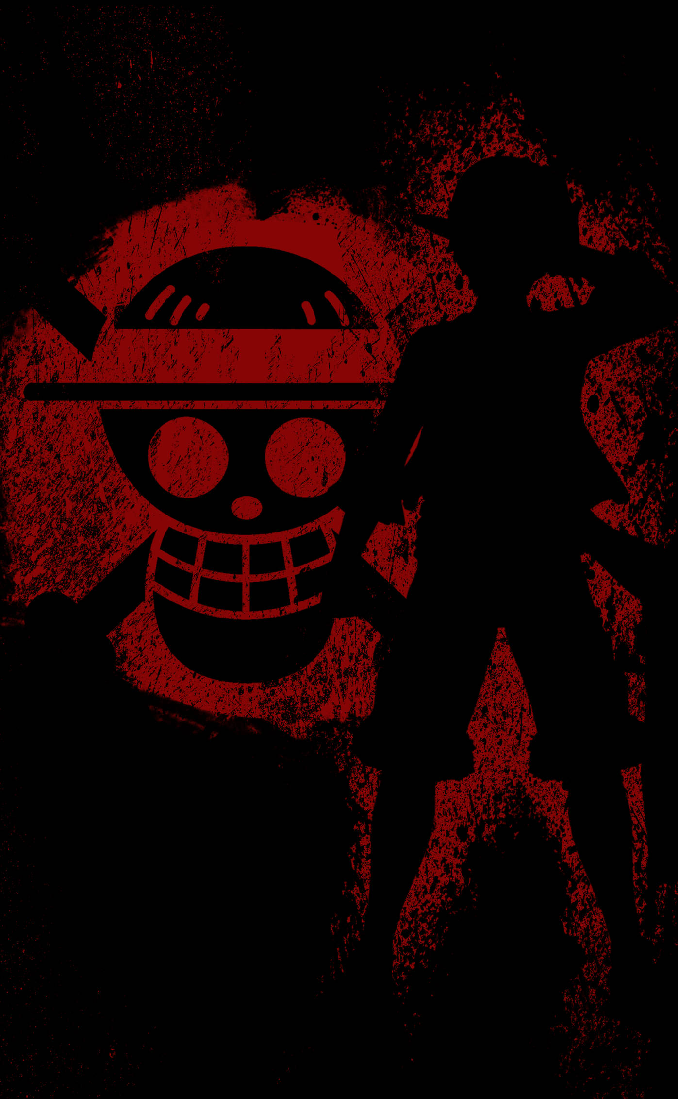 लाल स्प्रे पेंट के साथ काला बैकड्रॉप Luffy वॉलपेपर