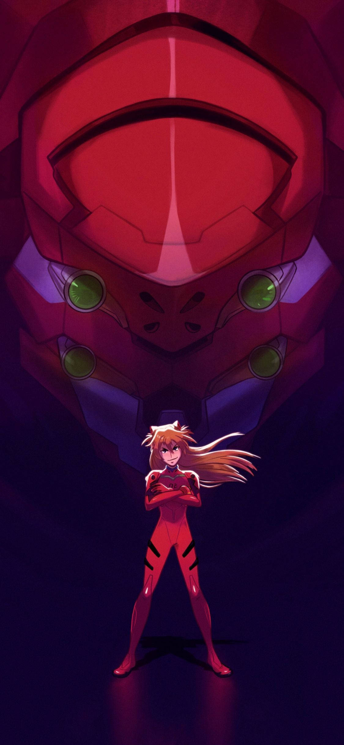 लोकप्रिय एनीमे श्रृंखला Evangelion के बाद शैलीबद्ध फोन वॉलपेपर