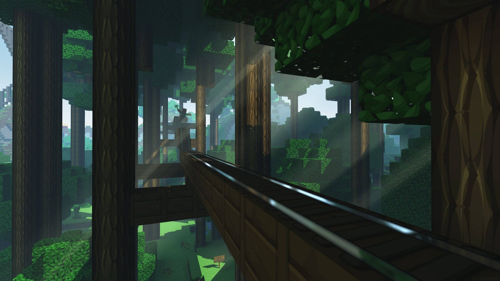 Minecraft जंगल सूर्यकिरण HD वॉलपेपर — माइनक्राफ्ट वॉलपेपर