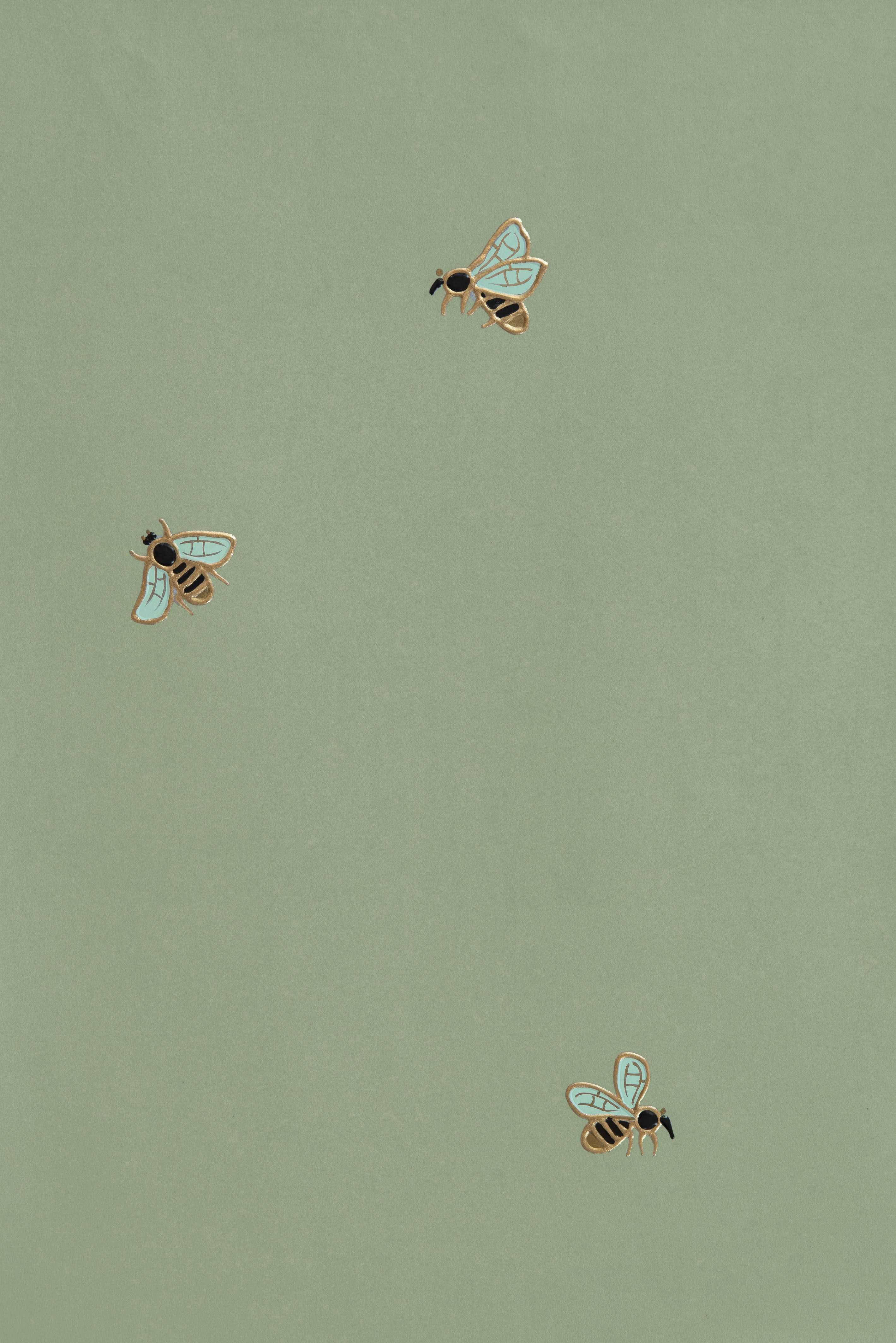 सेज ग्रीन एस्थेटिक मधुमक्खियाँ वॉलपेपर