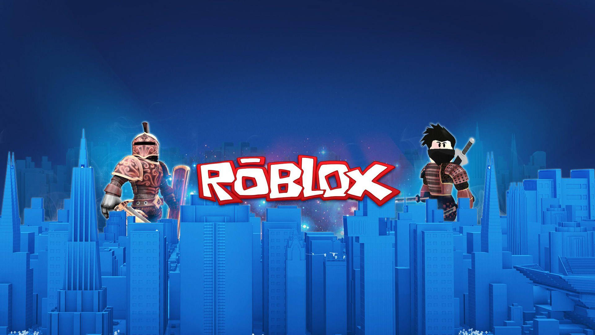 Roblox वीडियो गेम में शहर के डिज़ाइन का नीला सौंदर्यपूर्ण 3D वॉलपेपर। — रोब्लॉक्स वॉलपेपर