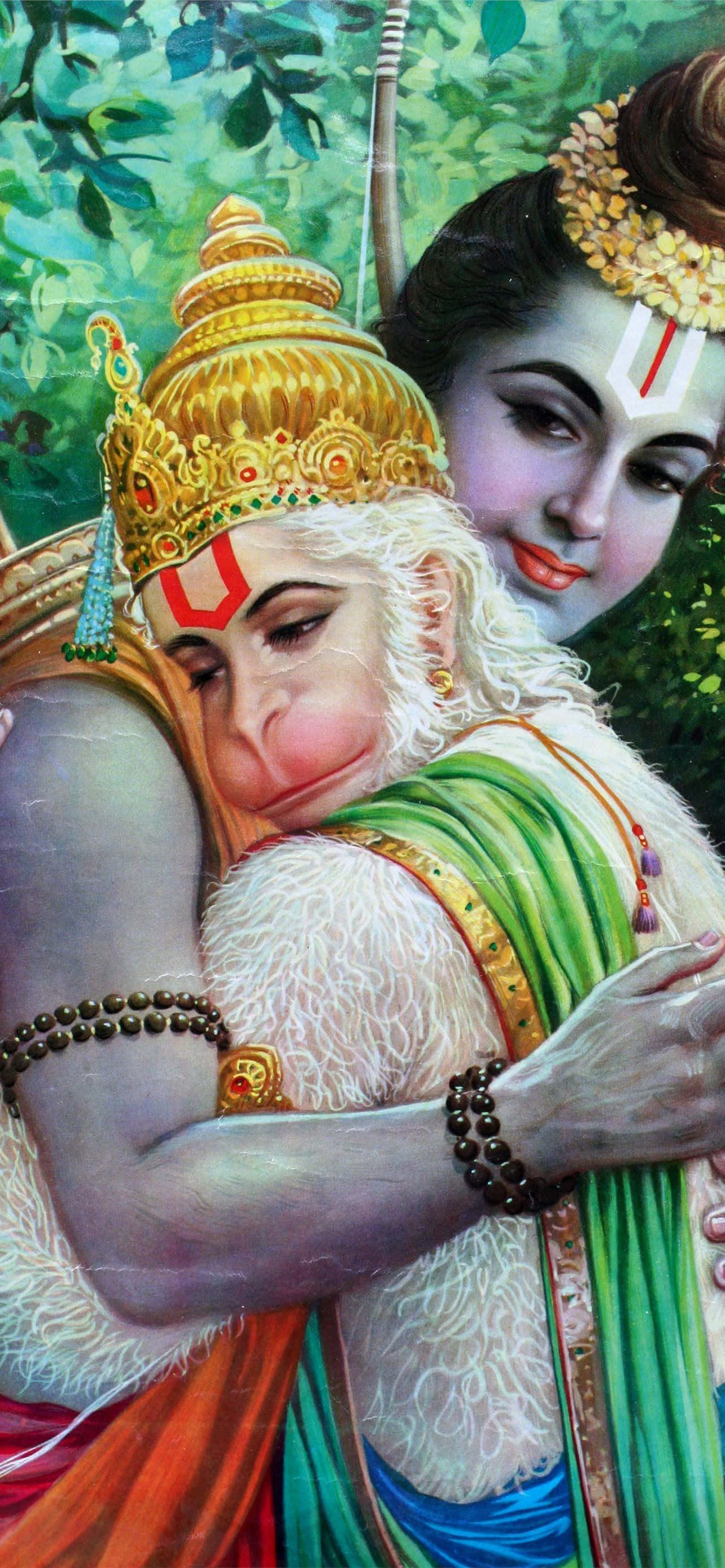 हनुमान और राम के आलिंगन की तस्वीर वॉलपेपर