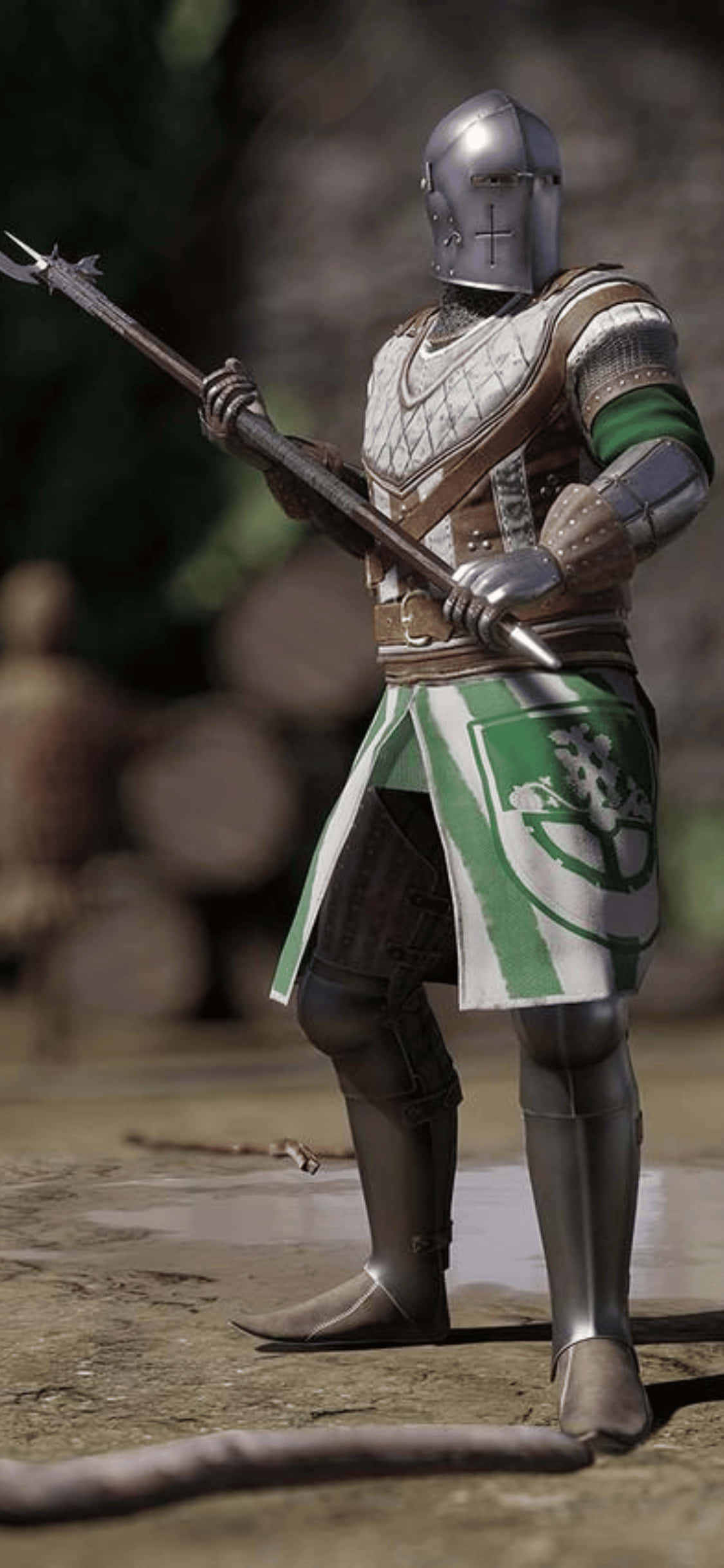 हरा कवच योद्धा iPhone Xs Mordhau पृष्ठभूमि वॉलपेपर