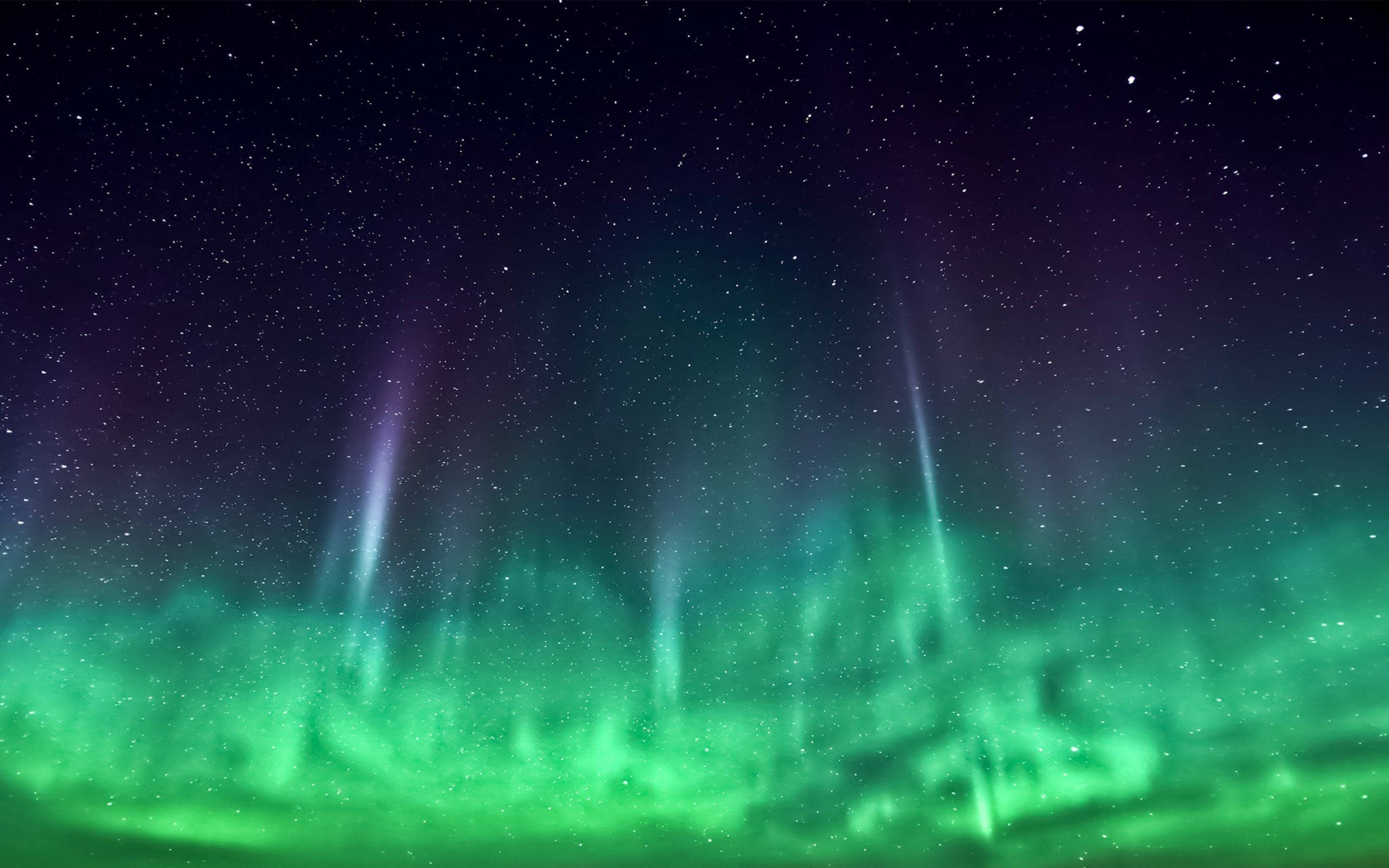 हरे आसमान में सैकड़ों तारे वॉलपेपर