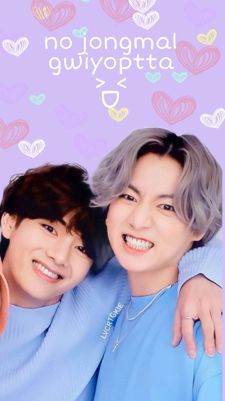 हार्ट डूडल्स पिंक टेकूक BTS वॉलपेपर