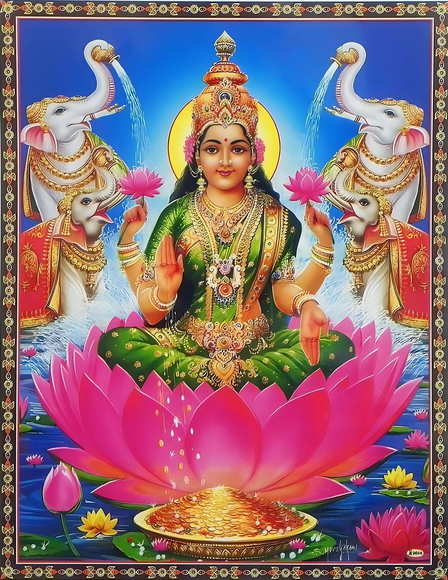 हिंदू देवी गज अष्टलक्ष्मी वॉलपेपर