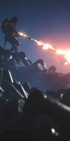 Battlefield 1 फ्लेम ट्रूपर के साथ रोमांचक एक्शन आपके फोन पर। — वीडियो गेम GIF वॉलपेपर