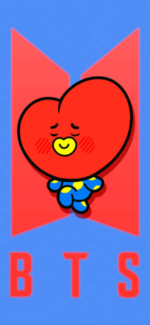 BT21 टाटा BTS लोगो पर वॉलपेपर — आईफोन 14 प्लस वॉलपेपर