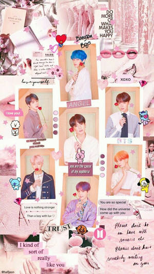 BTS सौंदर्य सदस्य गुलाब के साथ — बीटीएस एस्थेटिक वॉलपेपर