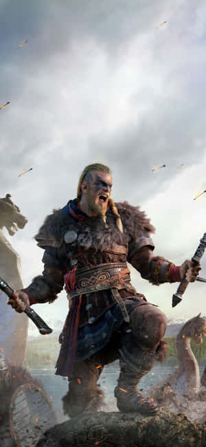 iPhone Xs Assassin's Creed Valhalla बैकग्राउंड — Vivo S50 Pro mini वॉलपेपर