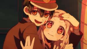 Nene को गले लगाता Hanako Kun PFP — एनीमे कपल जीफ वॉलपेपर