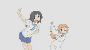 Nichijou Nano और Hakase नाचते हुए — एनिमे डांस वॉलपेपर