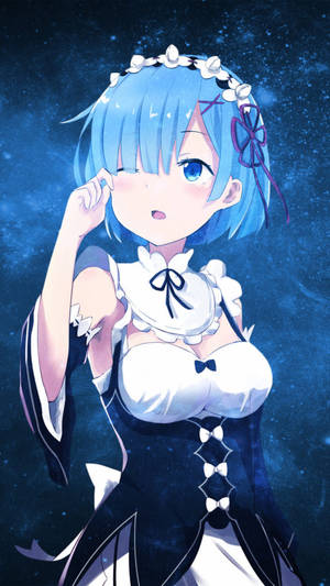 Re:Zero की रेम के साथ गैलेक्सी फोन बैकग्राउंड — गैलेक्सी फोन वॉलपेपर