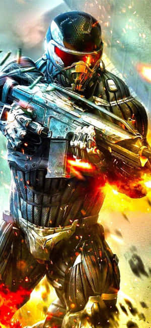 iPhone X Crysis 3 बैकग्राउंड — गैलेक्सी S25 अल्ट्रा वॉलपेपर