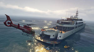 कूल GTA V यॉट और हेलीकॉप्टर — जीटीए वॉलपेपर