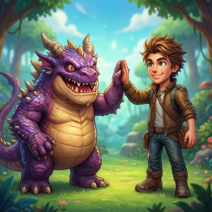 Puzzle & Dragons का दोस्ताना इंटरैक्शन वॉलपेपर — मोटोरोला रेज़र 2025 वॉलपेपर