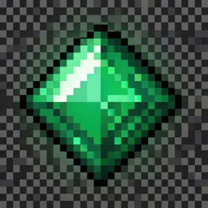 चेकरबोर्ड पृष्ठभूमि पर Minecraft का 8-बिट पिक्सेल आर्ट पन्ना रत्न। — हुआवेई नोवा फ्लिप वॉलपेपर