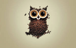 प्यारा उल्लू कॉफी आर्ट वॉलपेपर