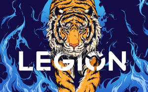 बाघ के साथ Lenovo Legion गेमिंग लैपटॉप — बाघ वॉलपेपर