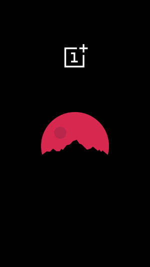 AMOLED वॉलपेपर जिसमें गुलाबी चाँद और काले बैकग्राउंड में OnePlus लोगो है।