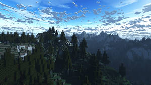 Minecraft HD बादलदार हरा जंगल वॉलपेपर