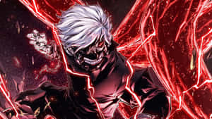 मास्क बॉय कानेकी एनीमे आर्ट लाल ऊर्जा — Tokyo ghoul GIF वॉलपेपर