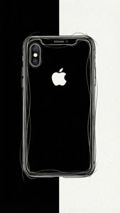 iPhone XR का एक न्यूनतम रेखा चित्र, काले और सफेद, सुरुचिपूर्ण कला वॉलपेपर।