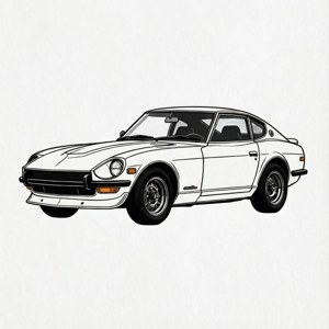 Datsun 240z की न्यूनतम लाइन आर्ट — पिक्सल वॉच 3 वॉलपेपर