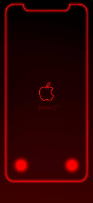 नीयन लाल रंग में बॉर्डर के साथ Apple लोगो iPhone XR वॉलपेपर — आईफोन एक्सआर वॉलपेपर
