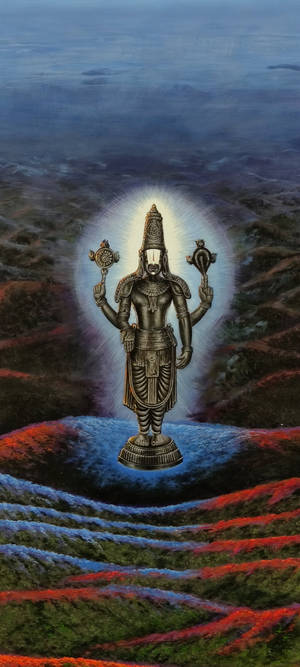 वेंकटेश्वर स्वामी ब्लैक मेटैलिक डिटी फिग्यूरिन — वनप्लस 11 वॉलपेपर