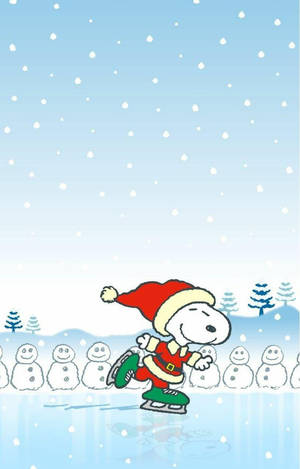 स्नूपी क्रिसमस आइस स्केटिंग वॉलपेपर — Snoopy क्रिसमस वॉलपेपर